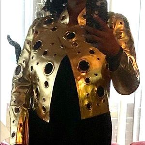 NEW W/TAGS GOLD GROMMET VEGAN LEATHER JACKET